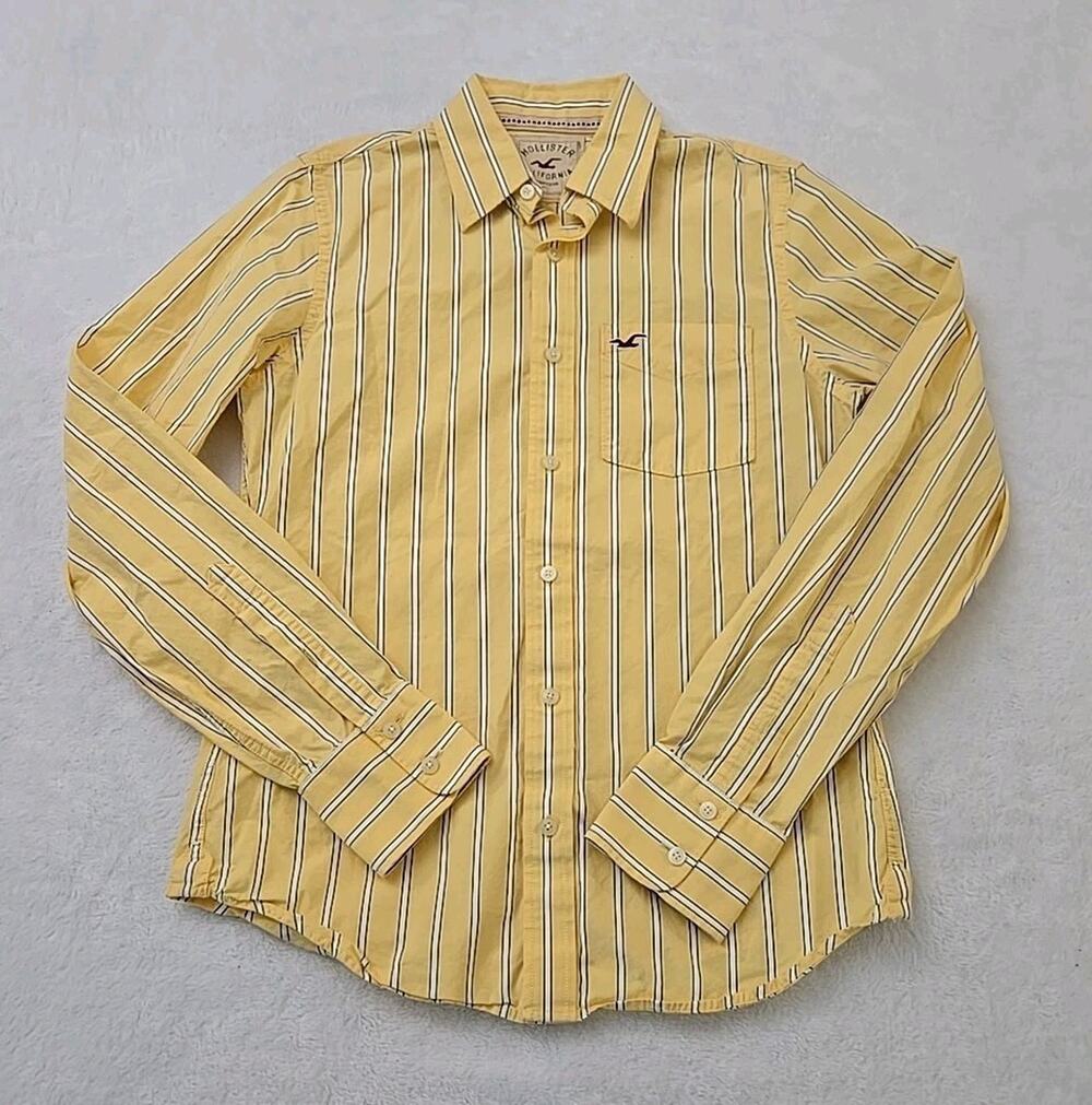 Hollister Vtg Y2K Striped Button-Up Shirt Mens Sz Sm Pacific Merch Coastalcore